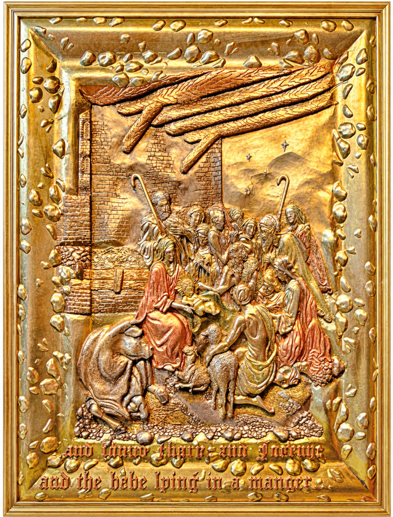 The Nativity — Metallic Version by Amnon Moalem, Carved wood and cast-epoxy